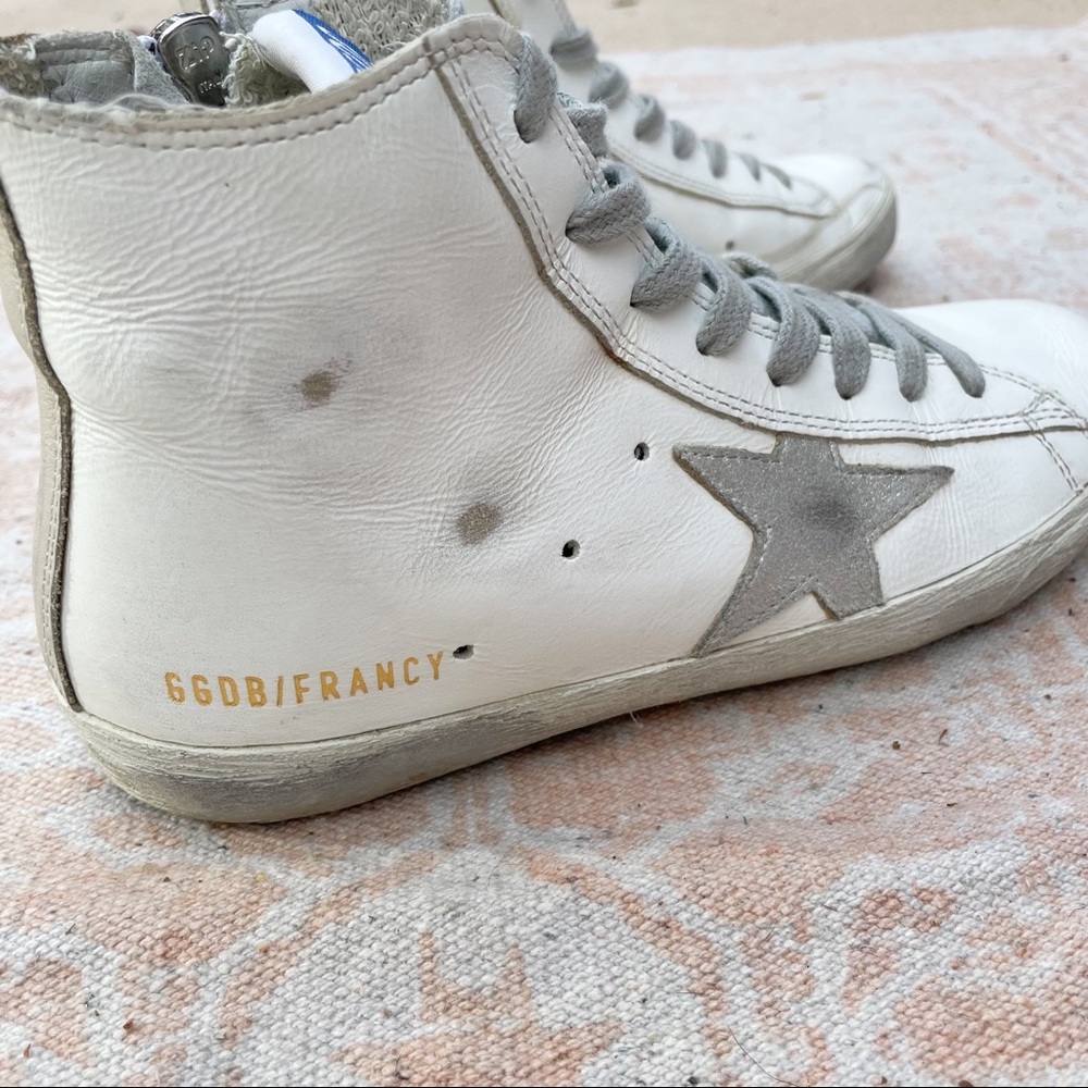 Golden Goose White High-Top Sneakers with Gray Accents - Picture 6 of 14